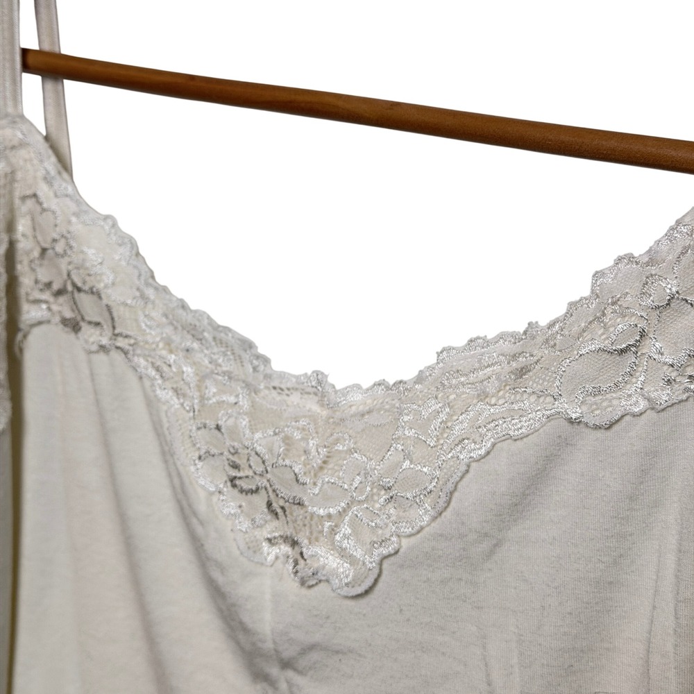 Lace Trim Cami 26/28 Plus Size Ivory Cream Stretch Layering Tank Top Romantic - Picture 6 of 6